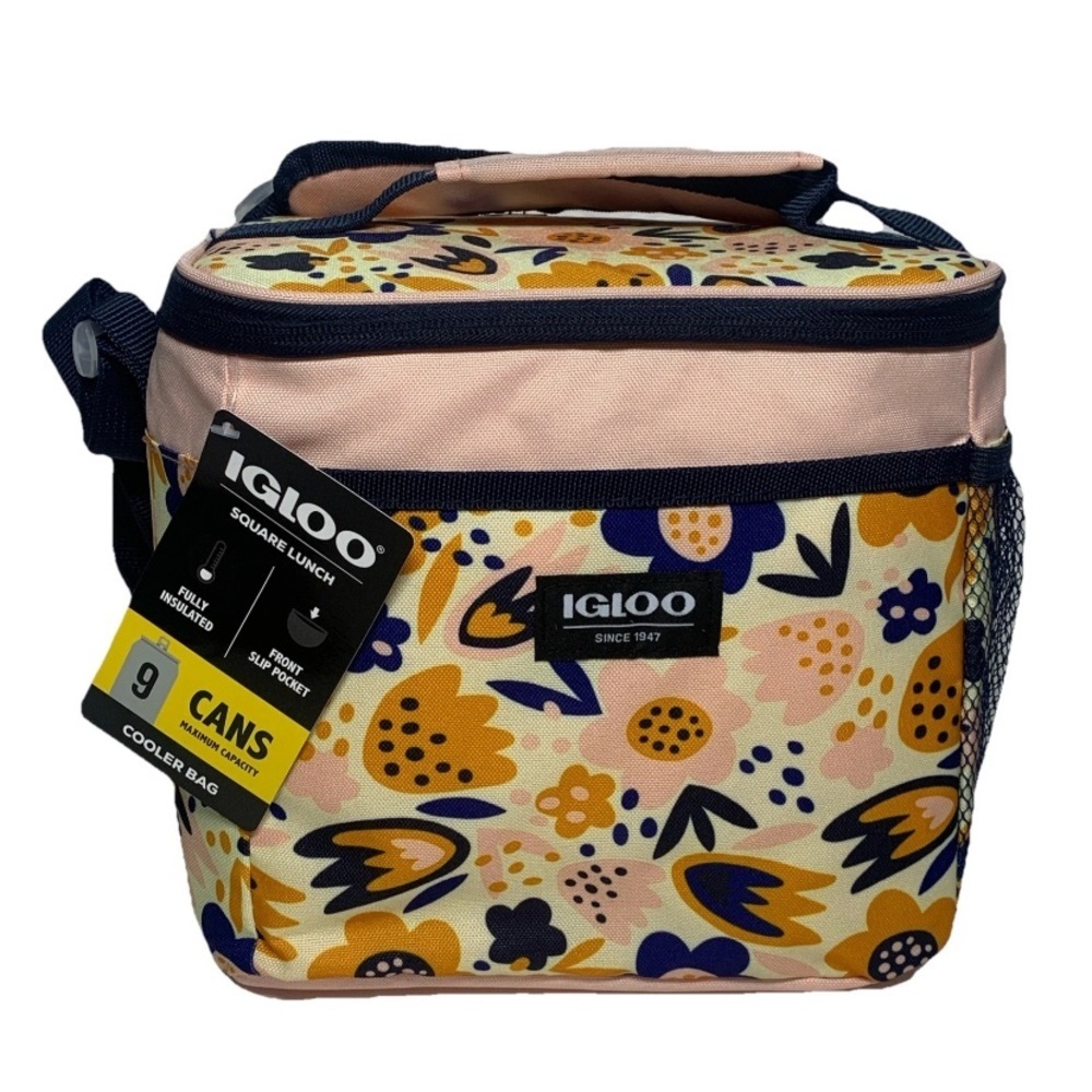 Igloo Lunch Cooler 9 Can Square Bag Retro Floral New